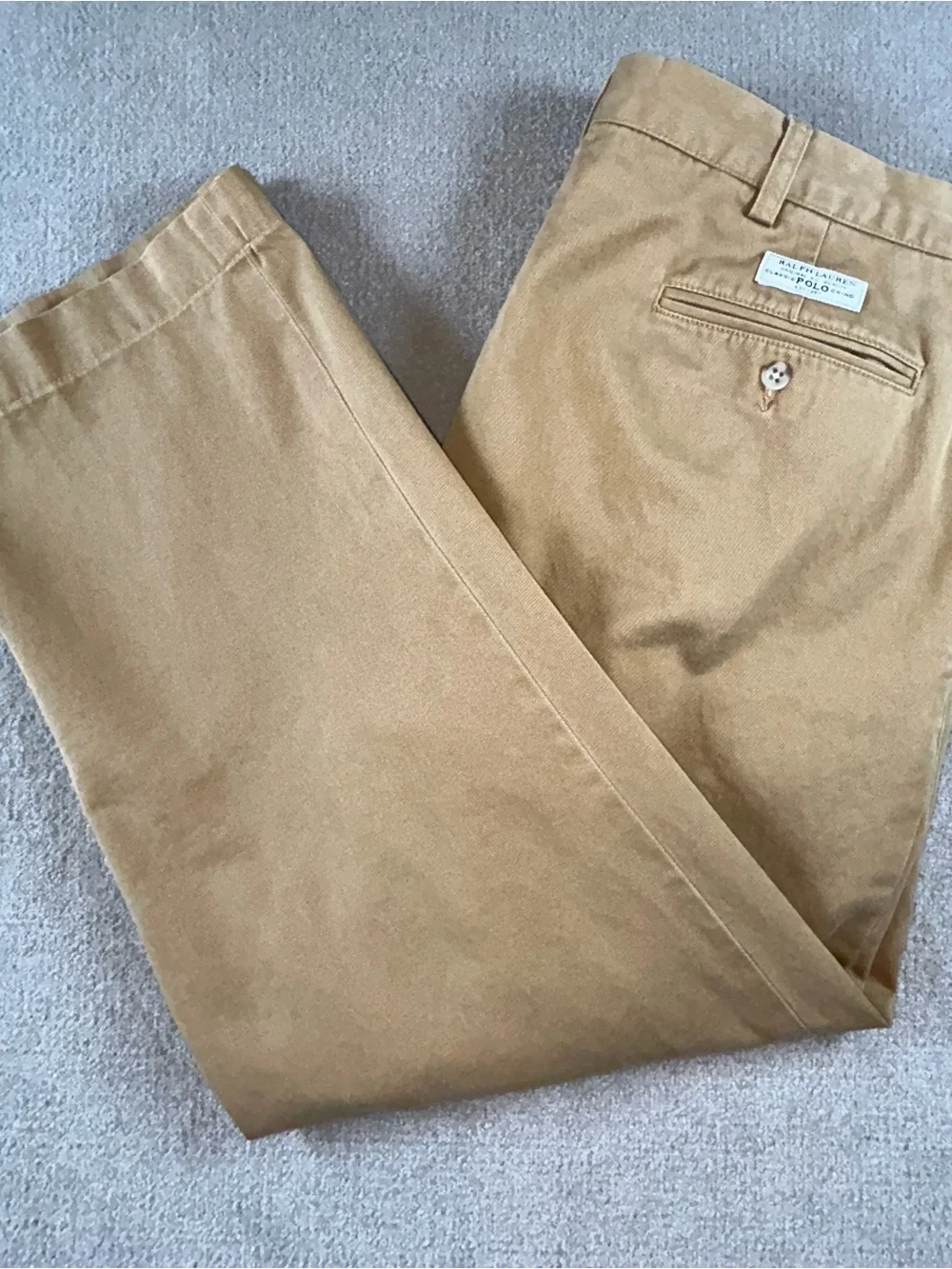 Polo Ralph Lauren Andrew Pant Mens 38 Tan Pleated Classic Chino Khaki Pants‎
